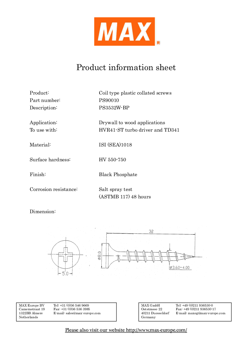 

Information sheet Screw 32mm wood.BP

