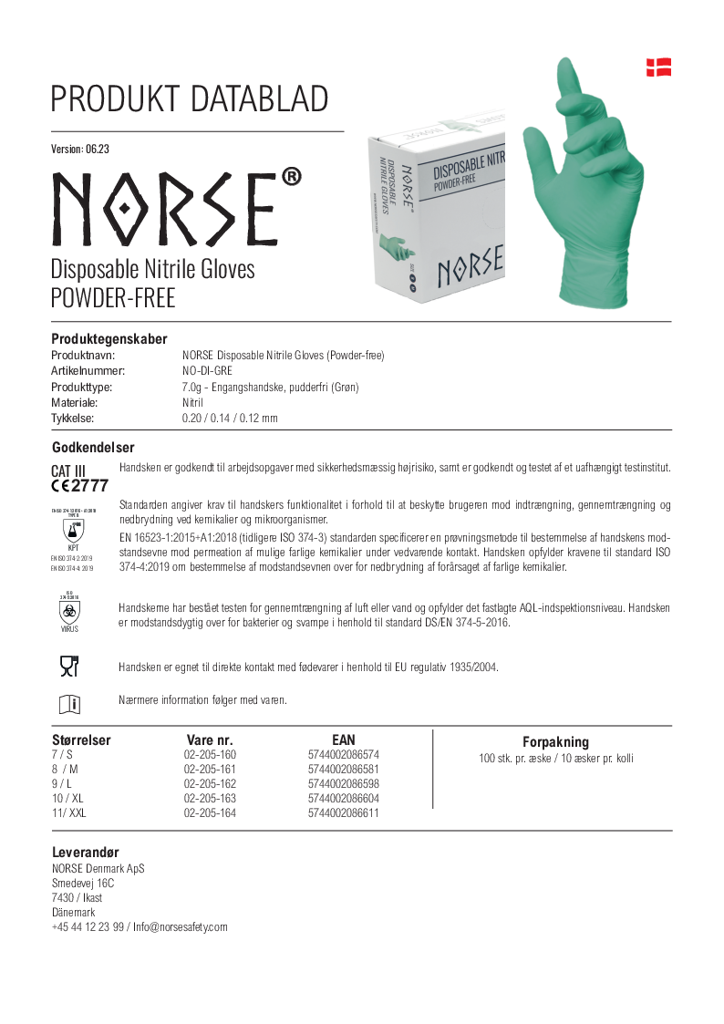 

Produktdatablad NORSE Disposable GREEN 06.23

