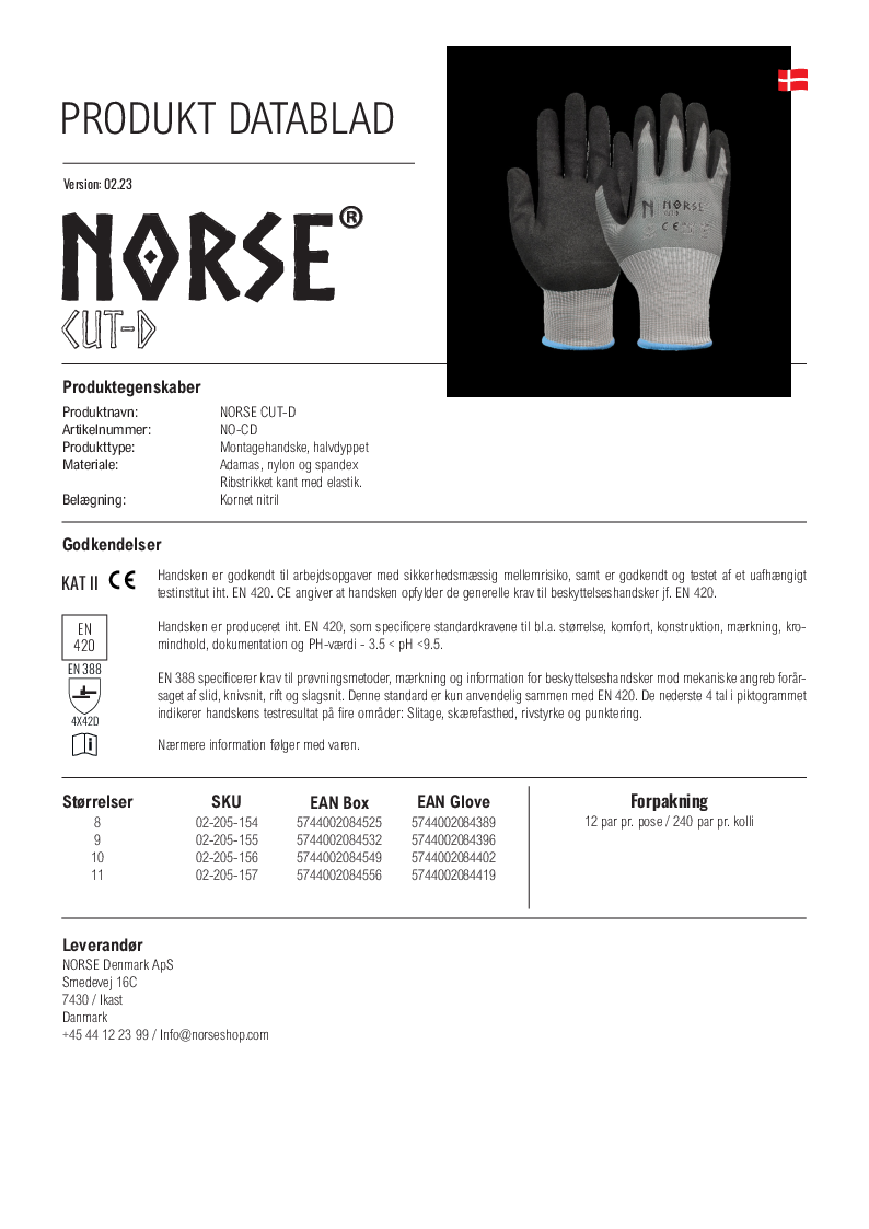 

Produktdatablad NORSE Cut D

