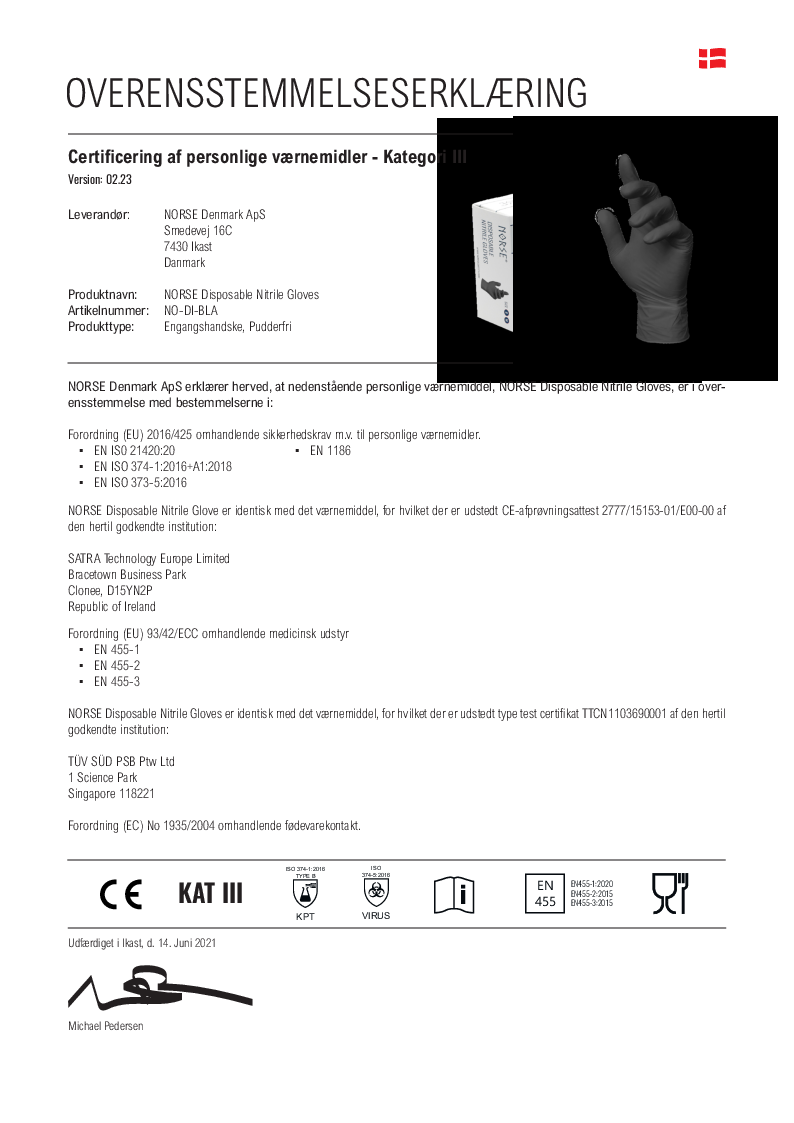 

EU OVERENSTEMMELSESERKLAERING NORSE Disposable Sort 02.23


