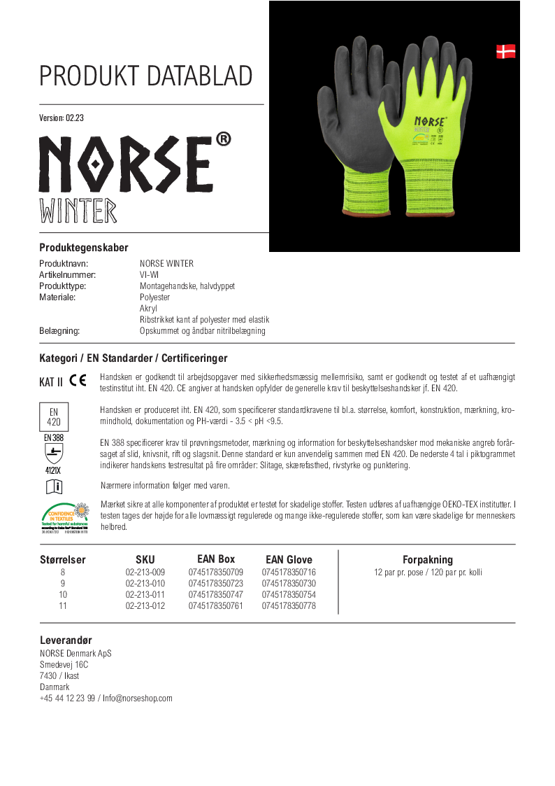 

Produktdatablad NORSE Winter

