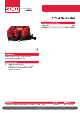 

Technical Product Sheet  Technical Productsheet 3 Tools Finish Kit (10S2001N)

