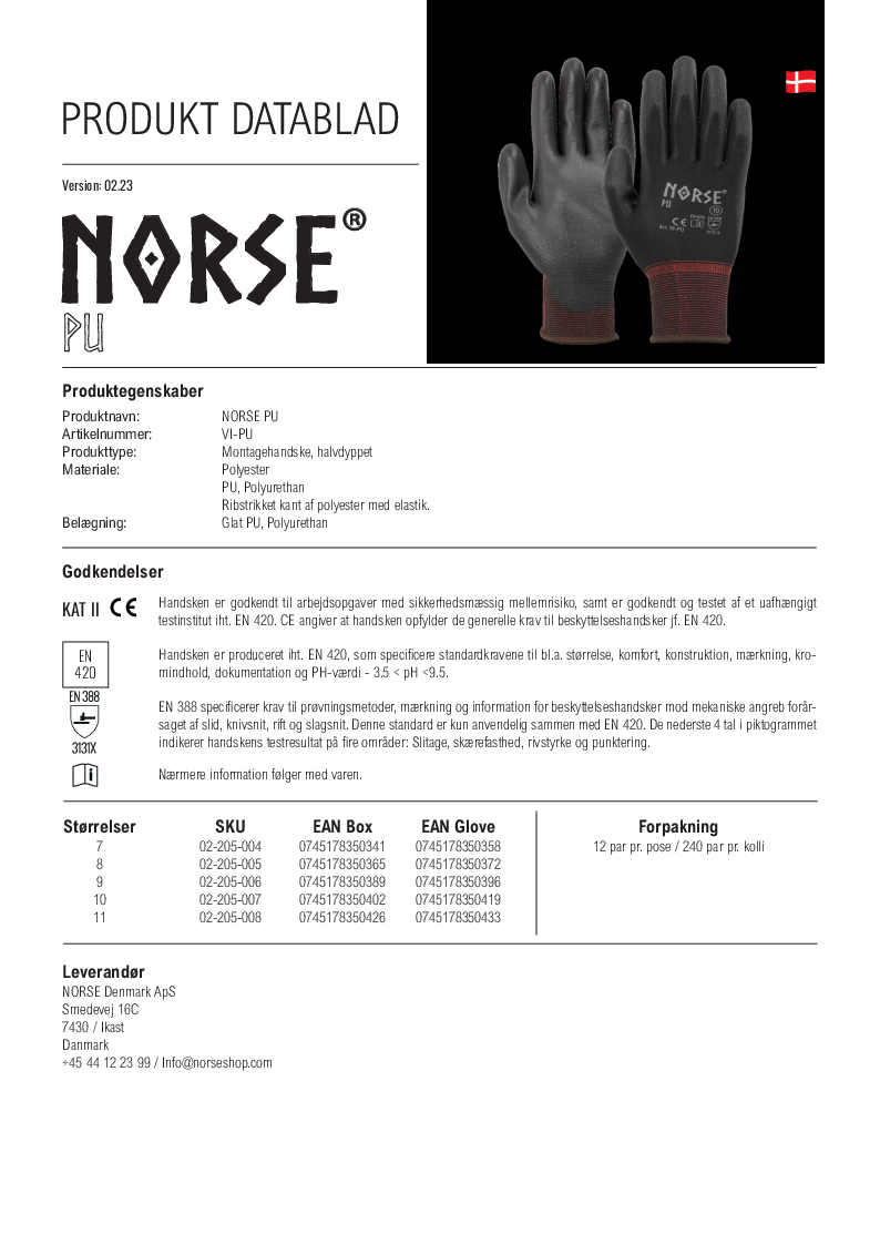 

Produktdatablad NORSE PU Black

