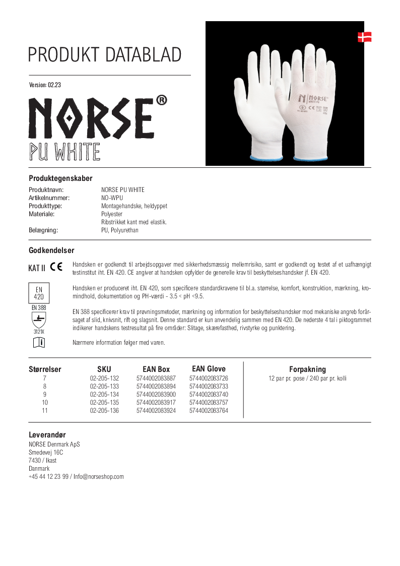 

Produktdatablad NORSE PU White

