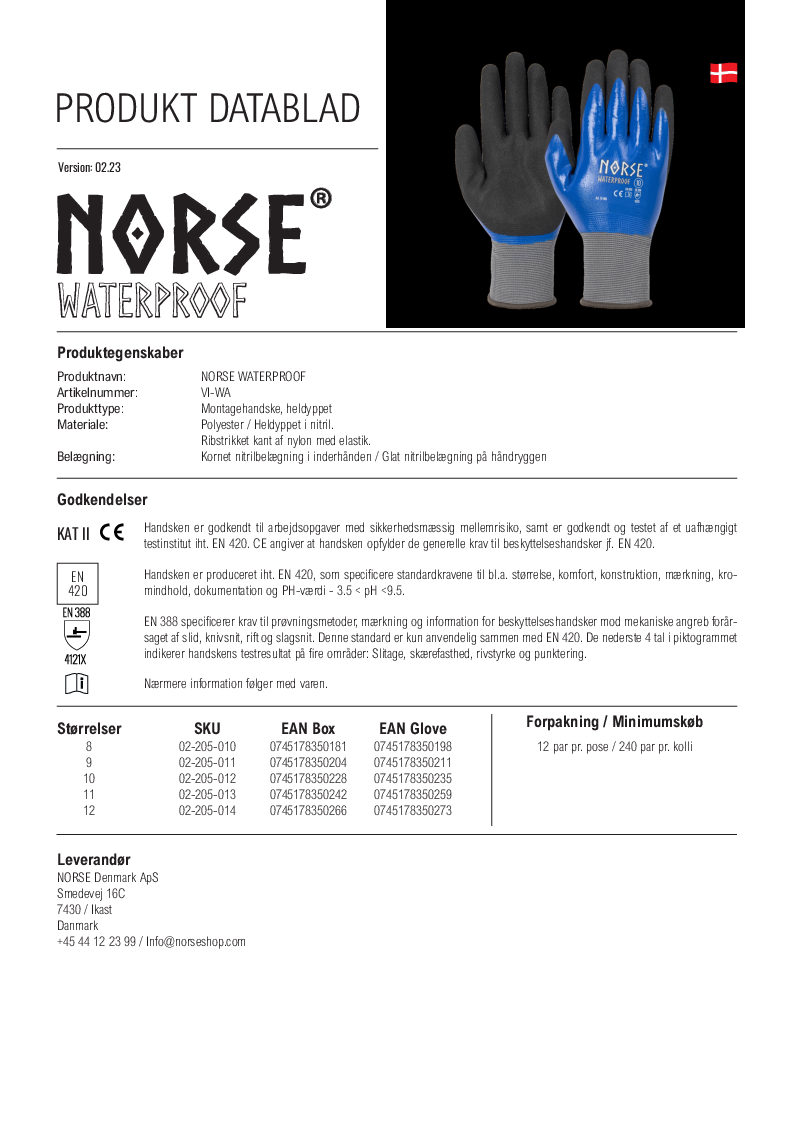 

Produktdatablad NORSE Waterproof

