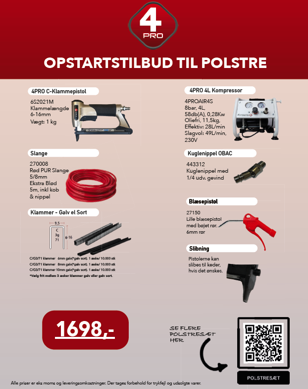 4PRO Polstre Opstartssæt (Alm C-Klammepistol)
