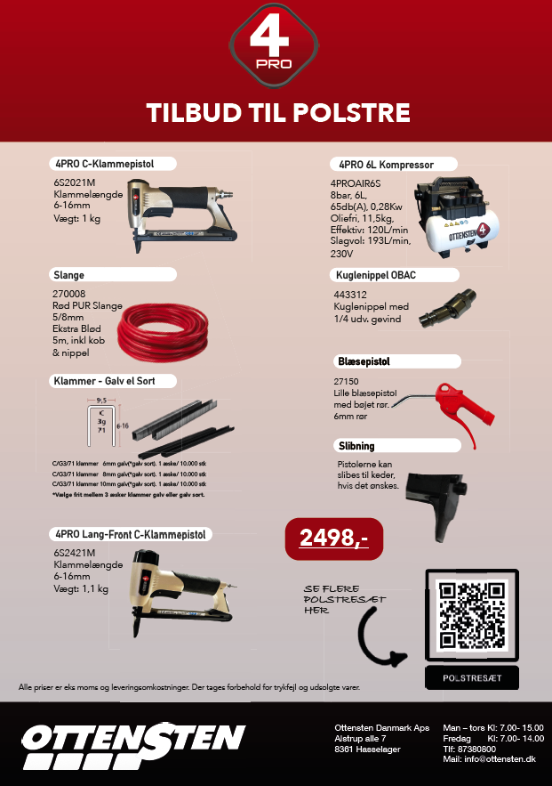 4PRO Polstre Opstartssæt (1 Alm & 1 Lang-Front C-Klammepistol)